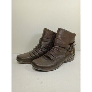 Naturalizer Cycle Brown Leather Zip Comfort Ankle Boots Womens Size 8.5M